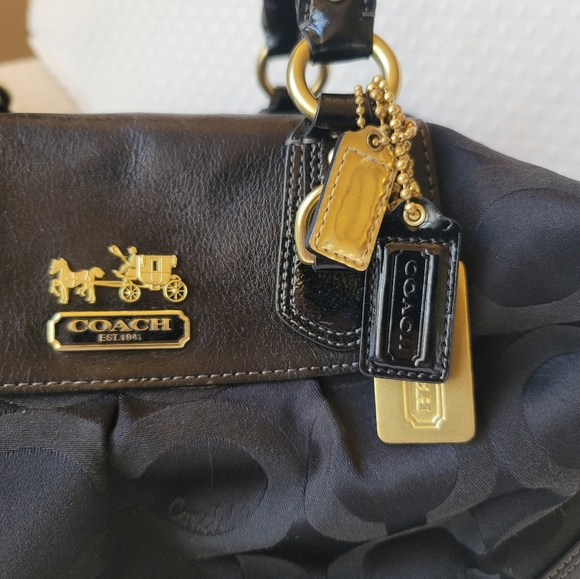 Authentic Coach Op Art Black Satchel Handbag Purse - Picture 7 of 13